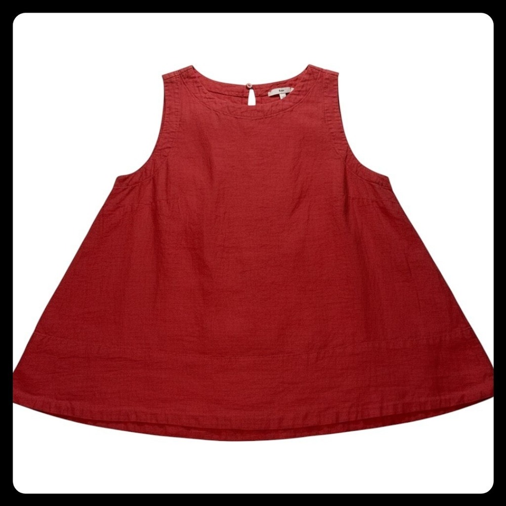 Banana Republic Tank Top Womens M Red Linen Sleeveless Babydoll Casual Summer